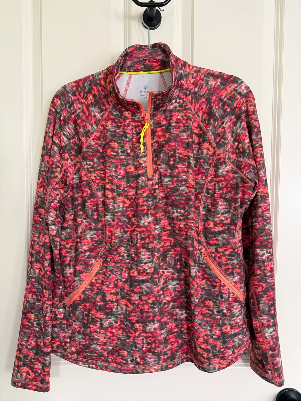 T by Talbots Red and Coral Half-Zip Pullover